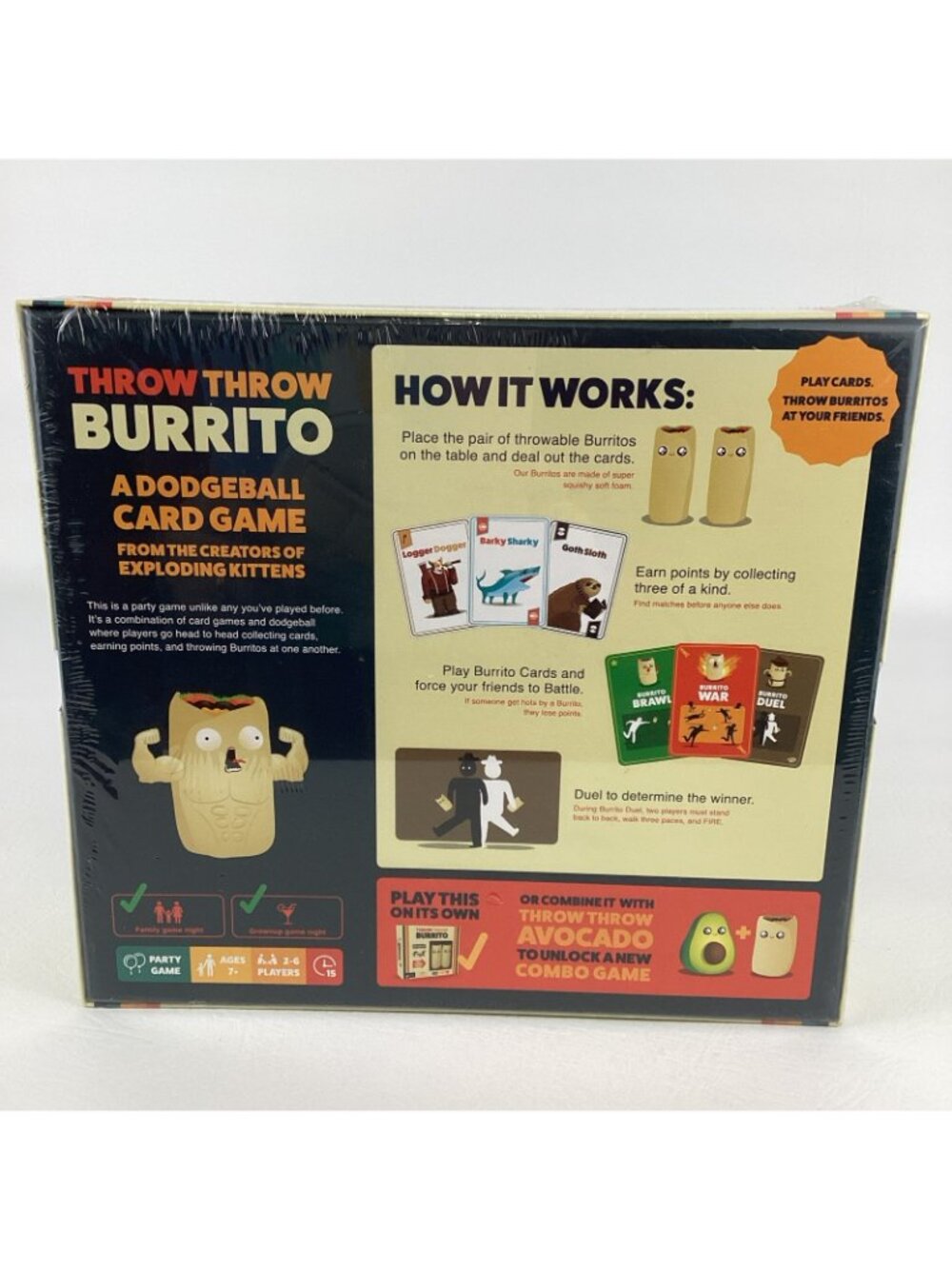 Throw Throw Burrito Dodgeball Card Game Exploding Kittens Family Party Game New - Picture 2 of 6